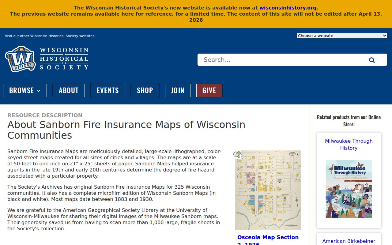 Wisconsin previous residents research using the Wisconsin Historical Society Sanborn map collection