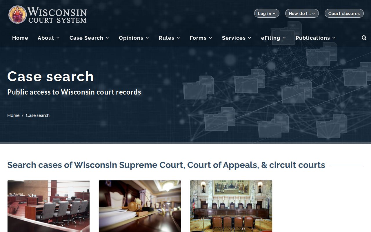 Wisconsin resident lookup: state court case-search hub